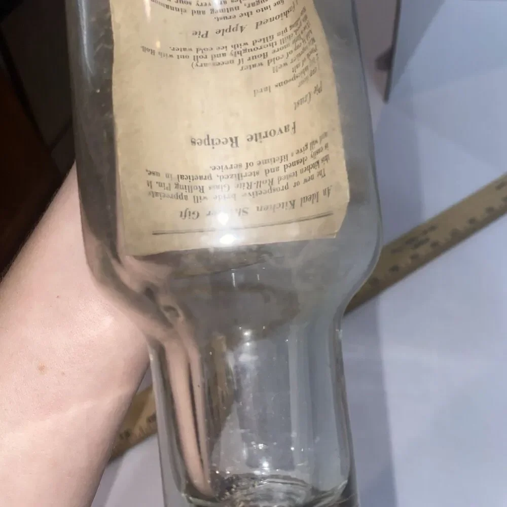 Vintage Roll Rite Good Housekeeping Glass Rolling Pin Metal Cover W Paper Recipe